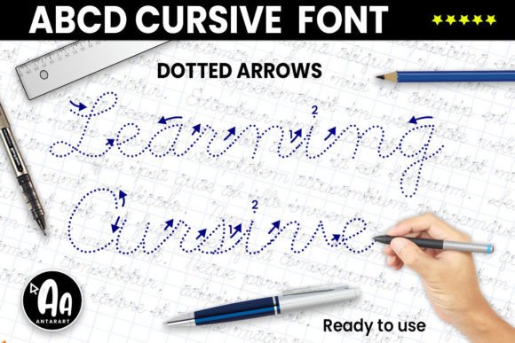 Abcd Cursive Dotted Arrows: Your Go-To Handwritten Font for Creative Projects